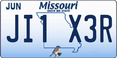 MO license plate JI1X3R