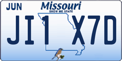 MO license plate JI1X7D