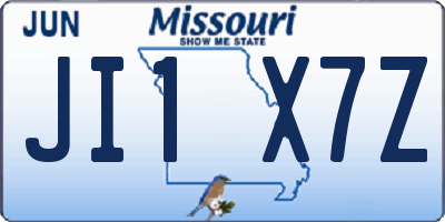 MO license plate JI1X7Z