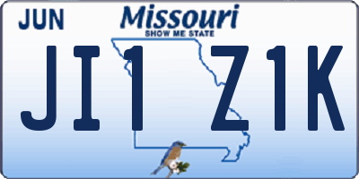 MO license plate JI1Z1K
