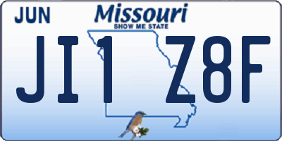 MO license plate JI1Z8F
