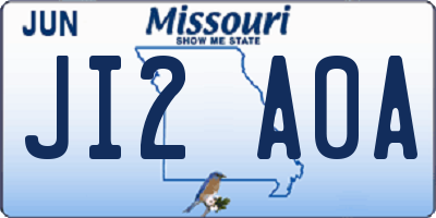 MO license plate JI2A0A