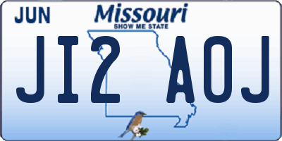 MO license plate JI2A0J