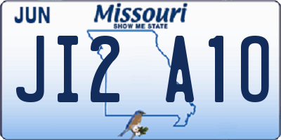 MO license plate JI2A1O