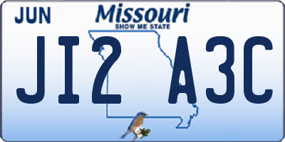 MO license plate JI2A3C