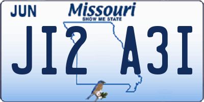 MO license plate JI2A3I