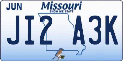MO license plate JI2A3K