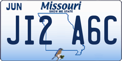 MO license plate JI2A6C