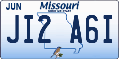 MO license plate JI2A6I