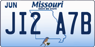 MO license plate JI2A7B