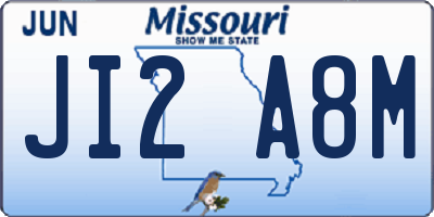 MO license plate JI2A8M
