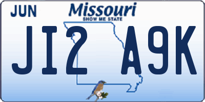 MO license plate JI2A9K