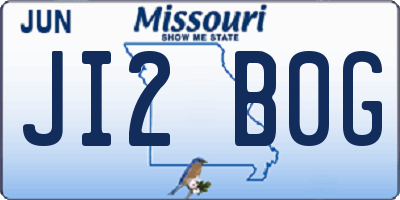 MO license plate JI2B0G