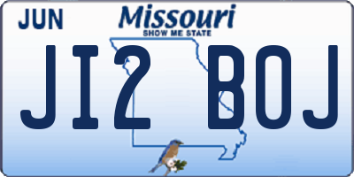 MO license plate JI2B0J