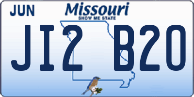 MO license plate JI2B2O