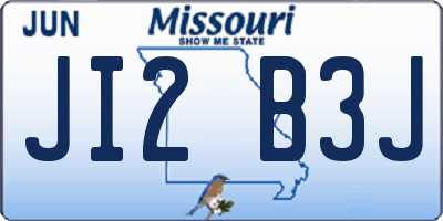 MO license plate JI2B3J
