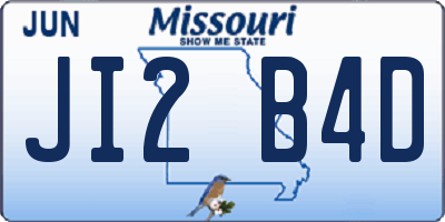 MO license plate JI2B4D