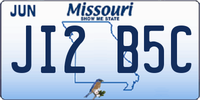 MO license plate JI2B5C