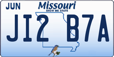 MO license plate JI2B7A