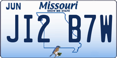 MO license plate JI2B7W
