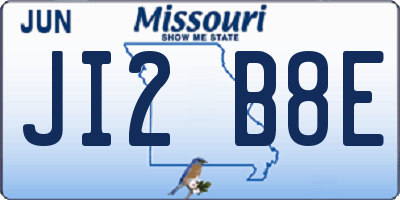 MO license plate JI2B8E