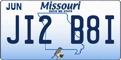 MO license plate JI2B8I