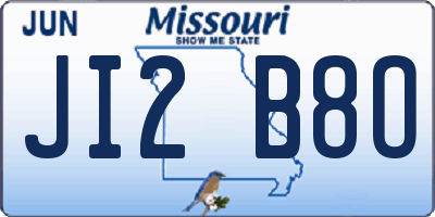 MO license plate JI2B8O
