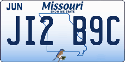 MO license plate JI2B9C