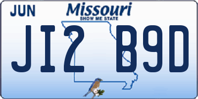 MO license plate JI2B9D