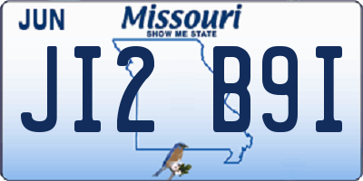 MO license plate JI2B9I