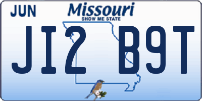 MO license plate JI2B9T