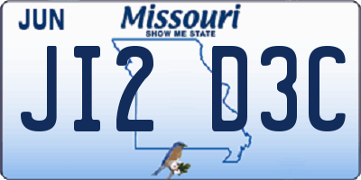 MO license plate JI2D3C