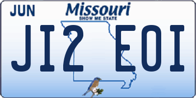 MO license plate JI2E0I