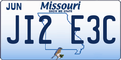 MO license plate JI2E3C