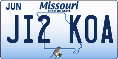MO license plate JI2K0A