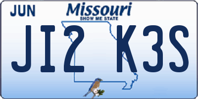 MO license plate JI2K3S