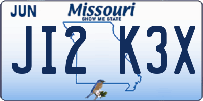 MO license plate JI2K3X
