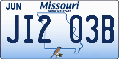 MO license plate JI2O3B