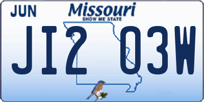 MO license plate JI2O3W