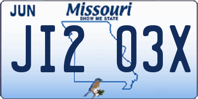 MO license plate JI2O3X