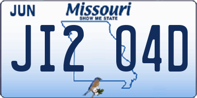 MO license plate JI2O4D