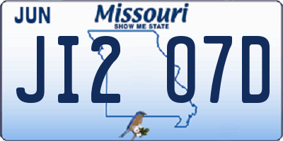 MO license plate JI2O7D