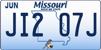 MO license plate JI2O7J