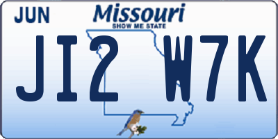 MO license plate JI2W7K