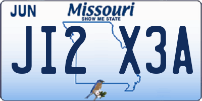 MO license plate JI2X3A