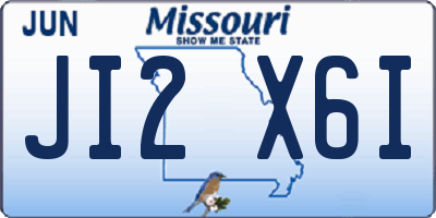 MO license plate JI2X6I