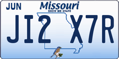 MO license plate JI2X7R