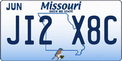 MO license plate JI2X8C