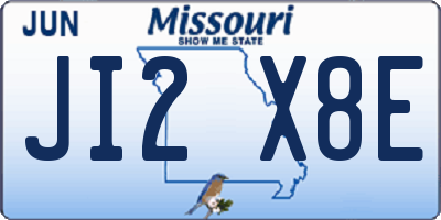 MO license plate JI2X8E