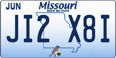 MO license plate JI2X8I